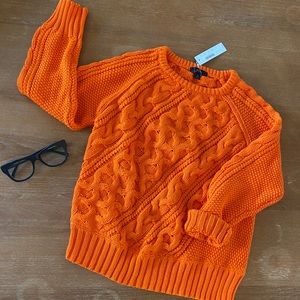 J Crew Orange Cable Knit Sweater- NWT